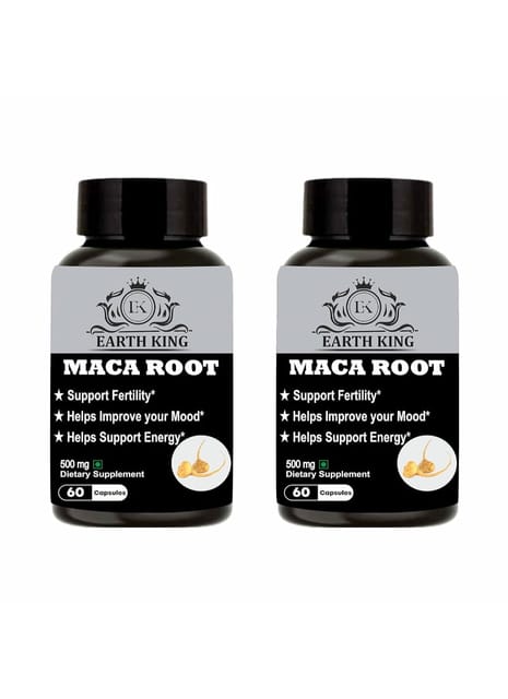 EARTH KING Maca Root Extract Capsule Dietary Supplement for Men & Women – 500mg 60 Capsules (Pack of 2)