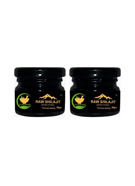 FIJ AYURVEDA Pure Ayurvedic Raw Shilajit/Shilajit Resin (Semi Liquid) Supports Power, Energy & Vitality - 40Gm (Pack of 2)