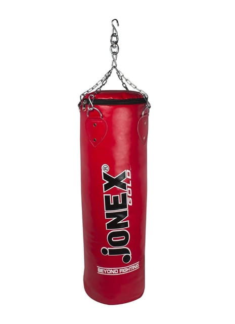 JJ Jonex Ultimate (3 Feet) Unfilled Heavy Punching Bag (PU) Material Boxing MMA Sparring Punching Training Kickboxing with Rust Proof Stainless Steel Hanging Chain (MYC) - Pack of 1 - (Red)