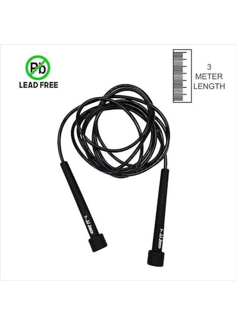 JJ Jonex Speed Adjustable Skipping Rope Gym,Home and Fat Burner Fitness Workout (MYC) (BLACK)