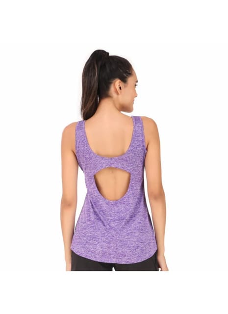 Back Cut-Out Sleeveless Tshirt For Women (Purple)