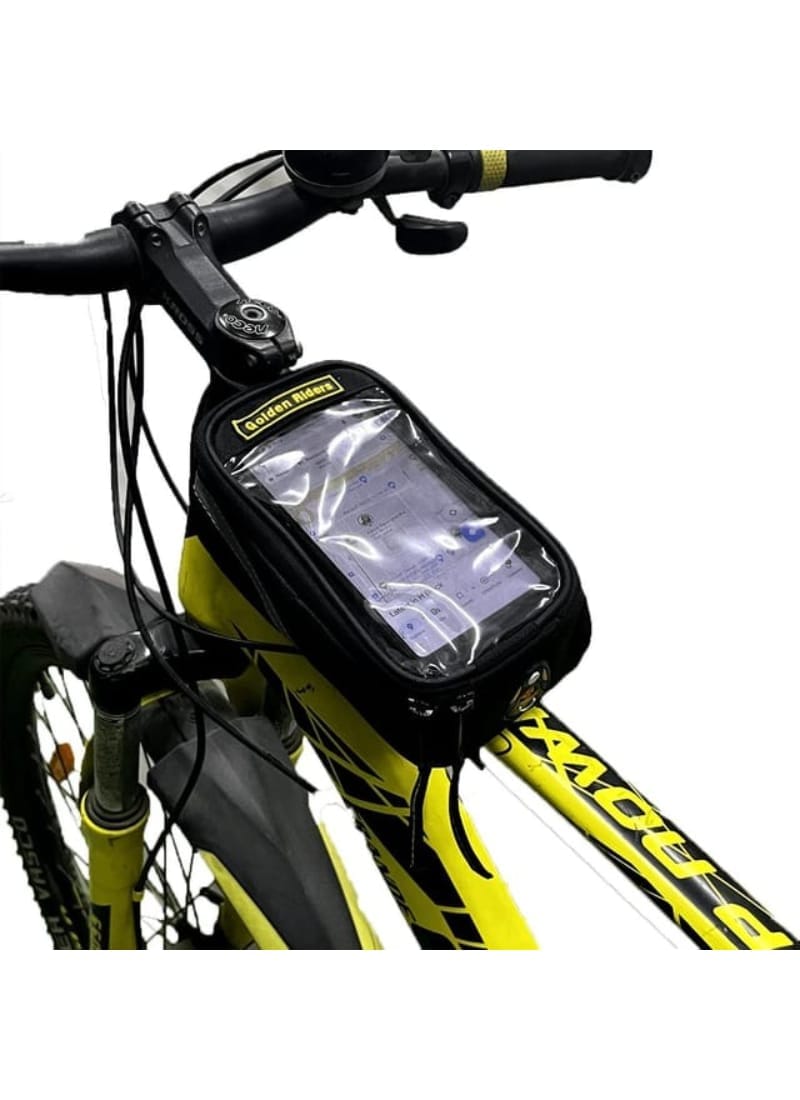 GR GOLDEN RIDERS | Trail POP | Polyester Bicycle Bag - Mini Top Tube Mobile Pouch Frame Black Color Bag for Cycles